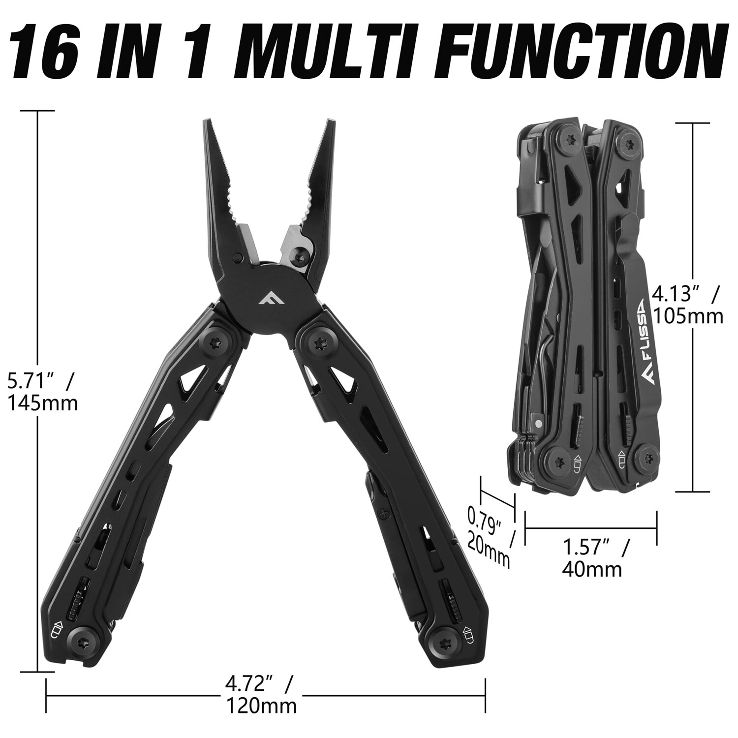 FLISSA 16-in-1 Multitool Plier Compact Portable EDC Multi Tool With Pocket Knife
