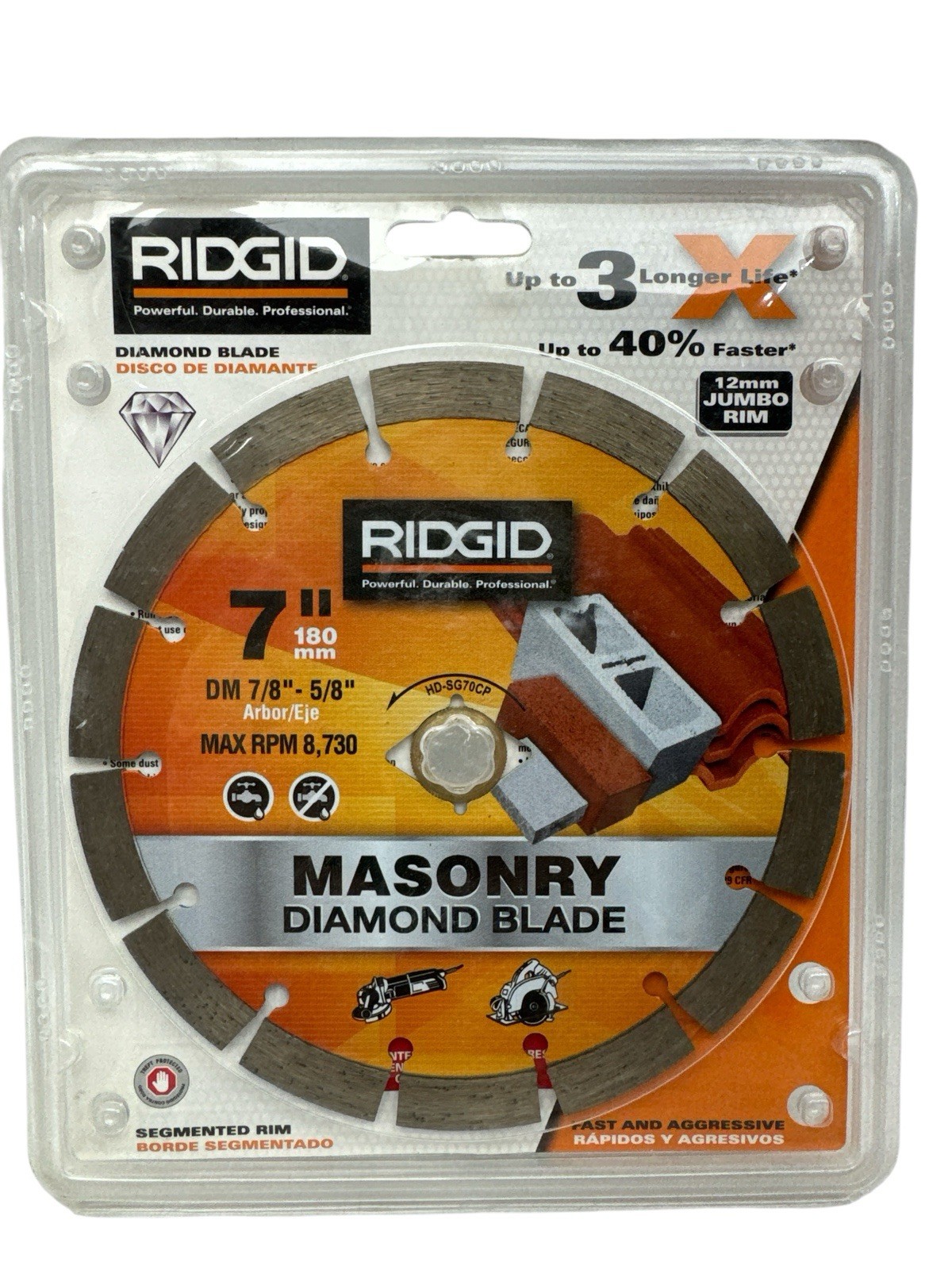 Ridgid 7" Segmented Masonry Diamond Blade HD-SG70CP NEW