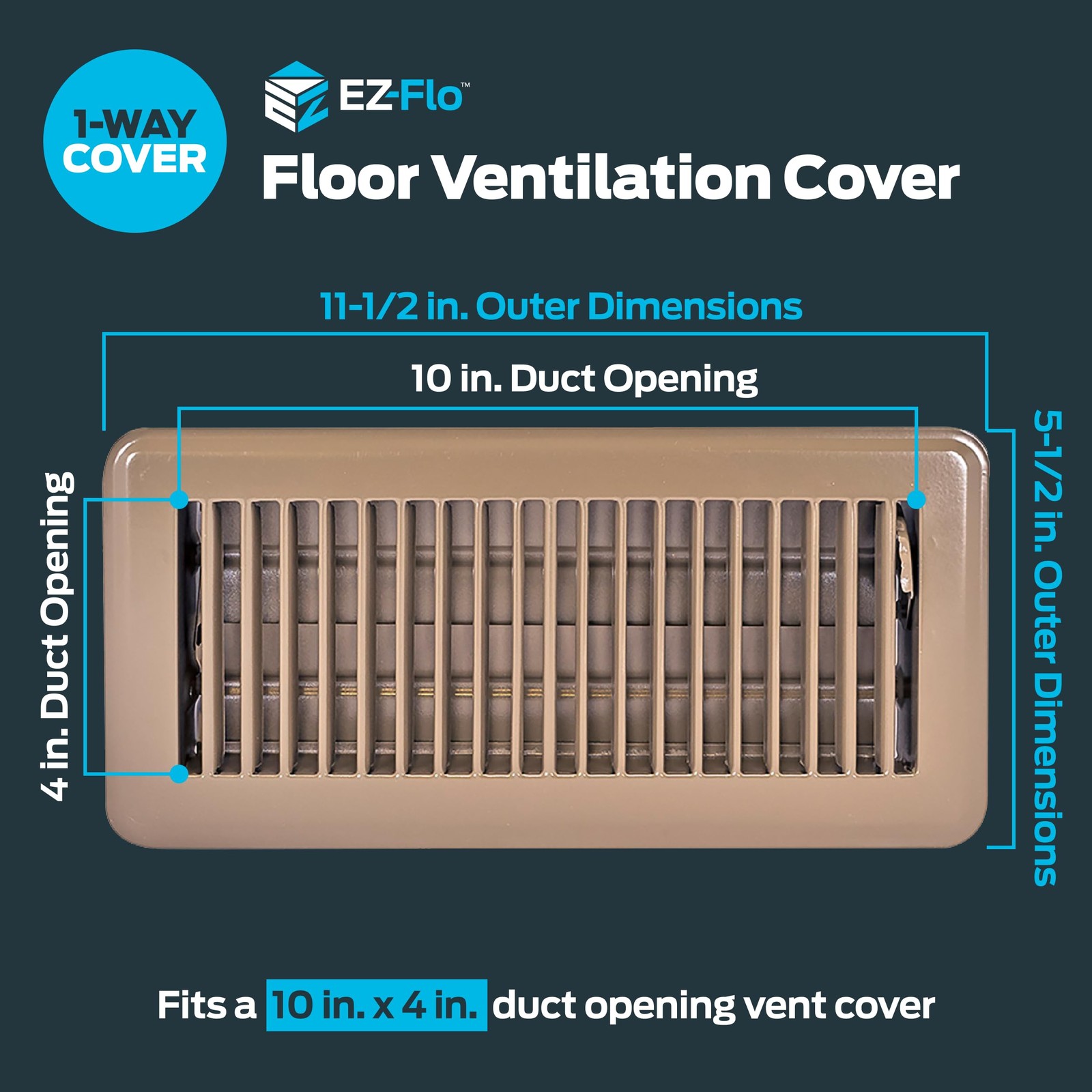 EZ-FLO 4 x 10 Inch (Duct Opening) Floor Register Vent 4 in. x 10 in., Brown