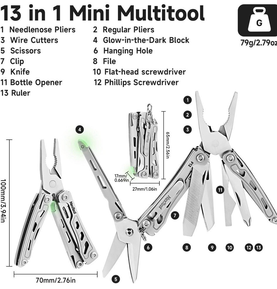 Nextool F12 Mini Multitool, 13-in-1 Keychain Multitool - Brand New