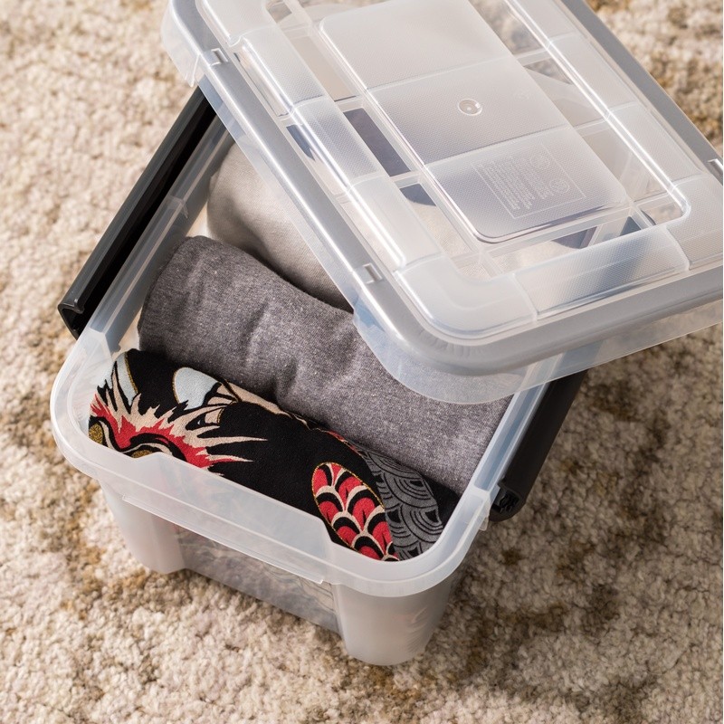 WeatherPro Storage Container Box 6.5 Quart Stackable Clear Bin W/ Latching Lid