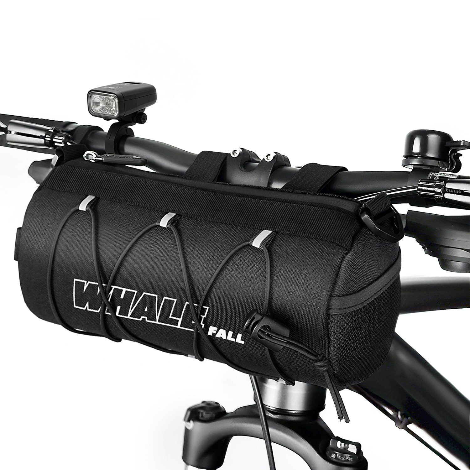 Bike Handlebar Bag, Roll-Style Front Bag with Elastic Cord, 3-Point Strap Fix...