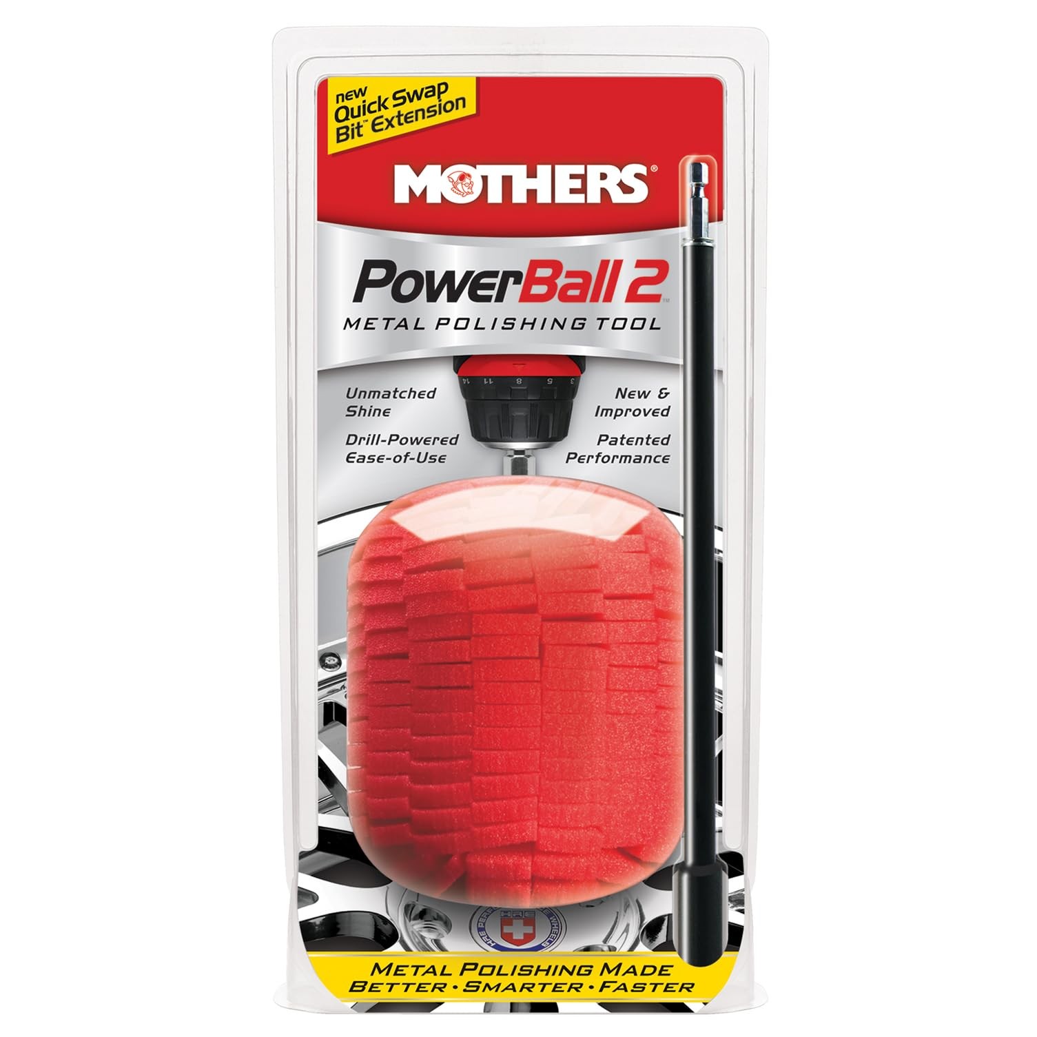 Mothers PowerBall 2 Polishing Tool with 10” Quick Swap Bit (05143) Drill Powered