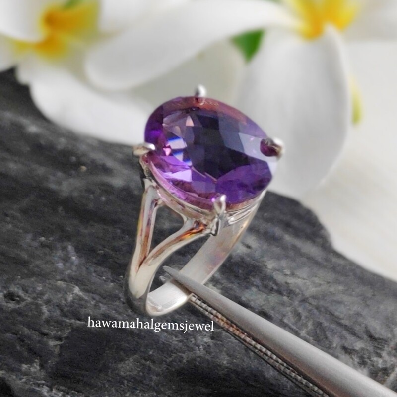 925-Sterling Silver Gemstone Amethyst Faceted Handmade Comfortable Women Jewelry