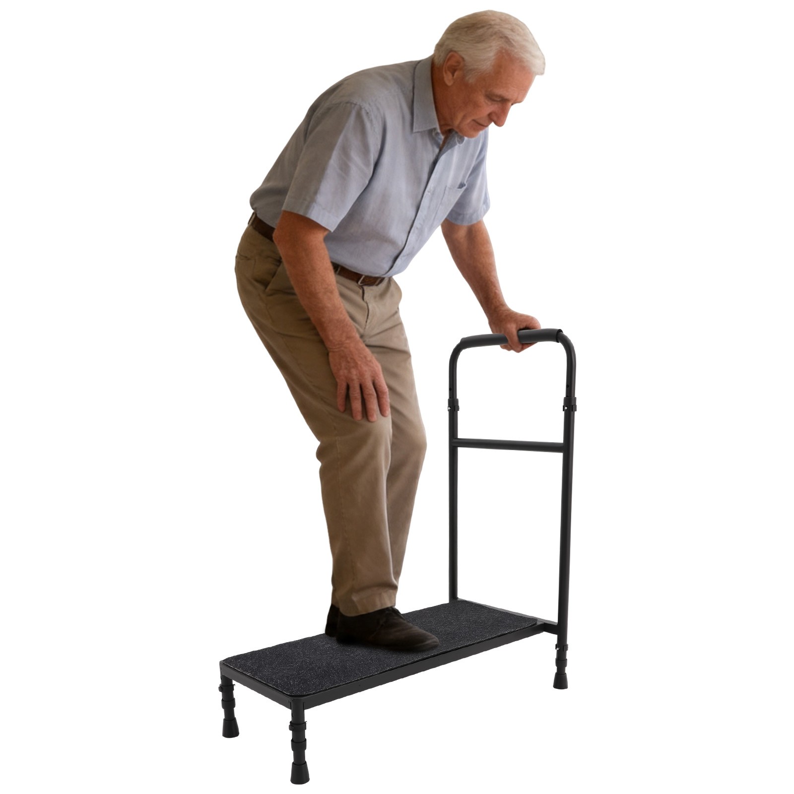 Heavy Duty Bed Step with Stable Assist Rail Bedside Step Stool Elderly Bed Step