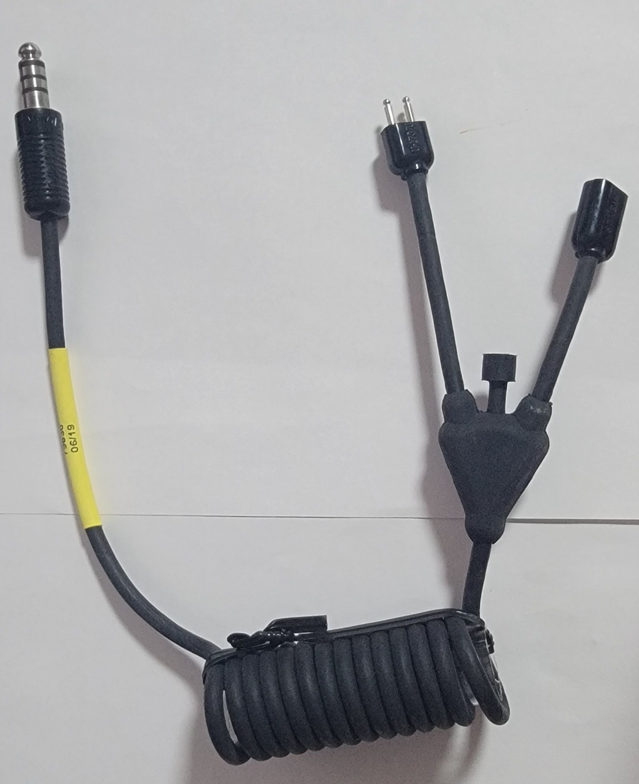 Aviation 3 Plug Nexus Coiled Cable for Headset and Microphone Aircraft