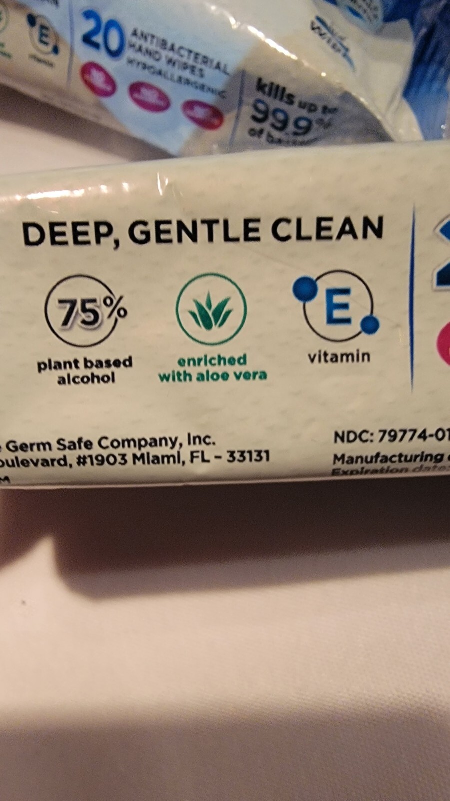 LOT OF 5 - Hand Sanitizing 75% Plant Based ,Aloe Vera ,Antibacterial Wipes 99.9%
