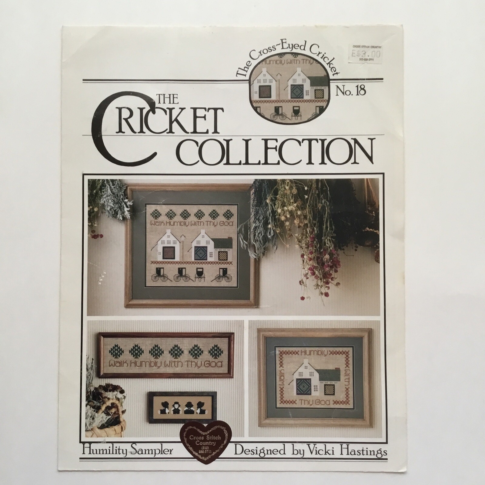 The Cricket Collection #18 Humility Sampler Cross Stitch Leaflet 1985 V Hastings