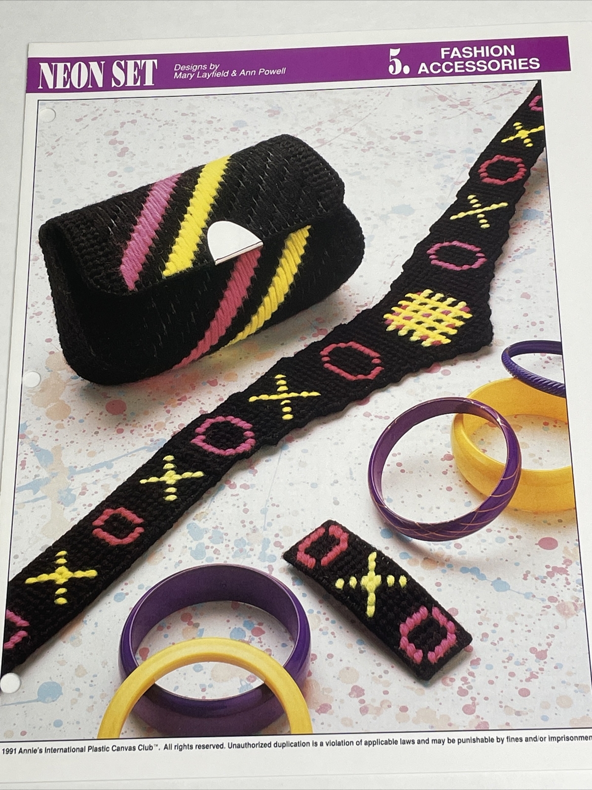 Neon Set Purse Belt Barrette Annie's Plastic Canvas Pattern