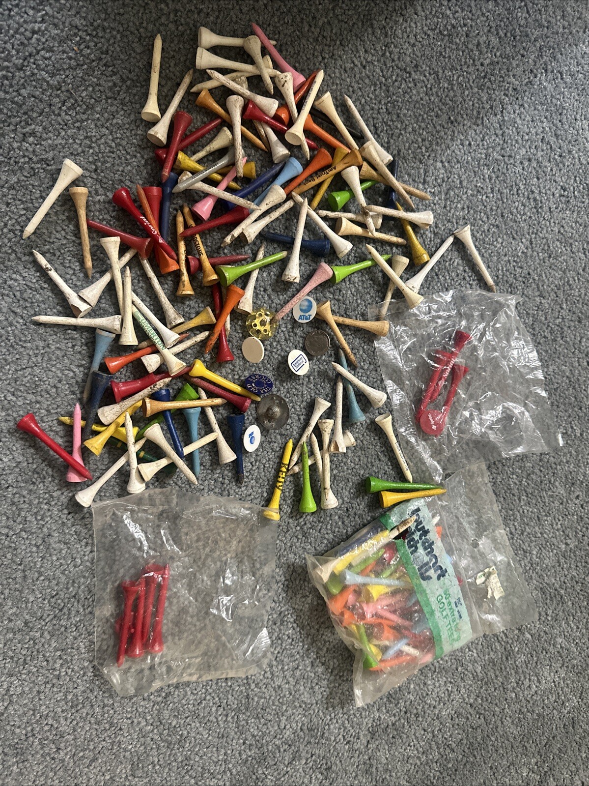 Vintage Golf Tees Golf Tee Lot Bundle of 150+ Wooden Various Colors Advertising