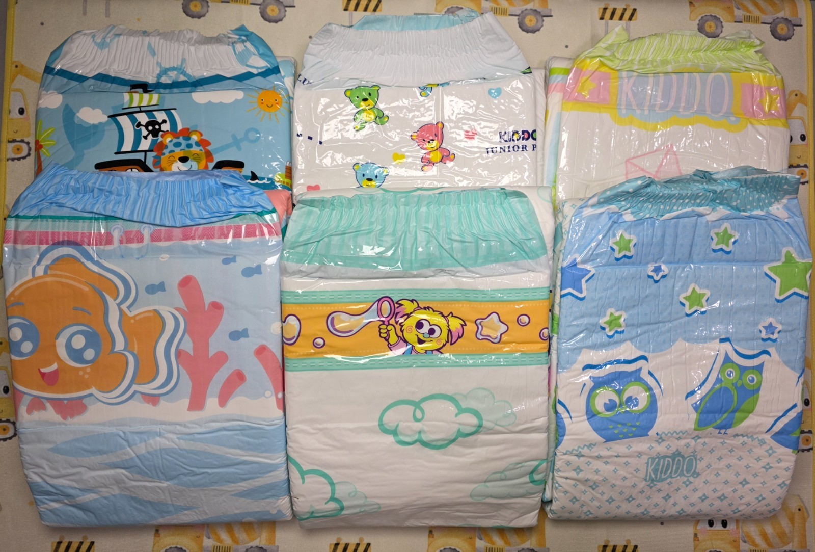 6-Pack New Kiddo Plastic Back Diapers Premium Night Junior Plus Maxi +More Large