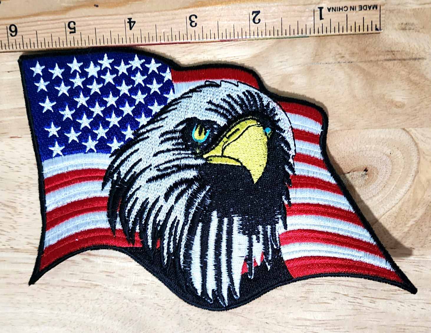 MEDIUM Waving United States Flag w Eagle Embroidered 4 X 6 Patch *FREE SHIP*