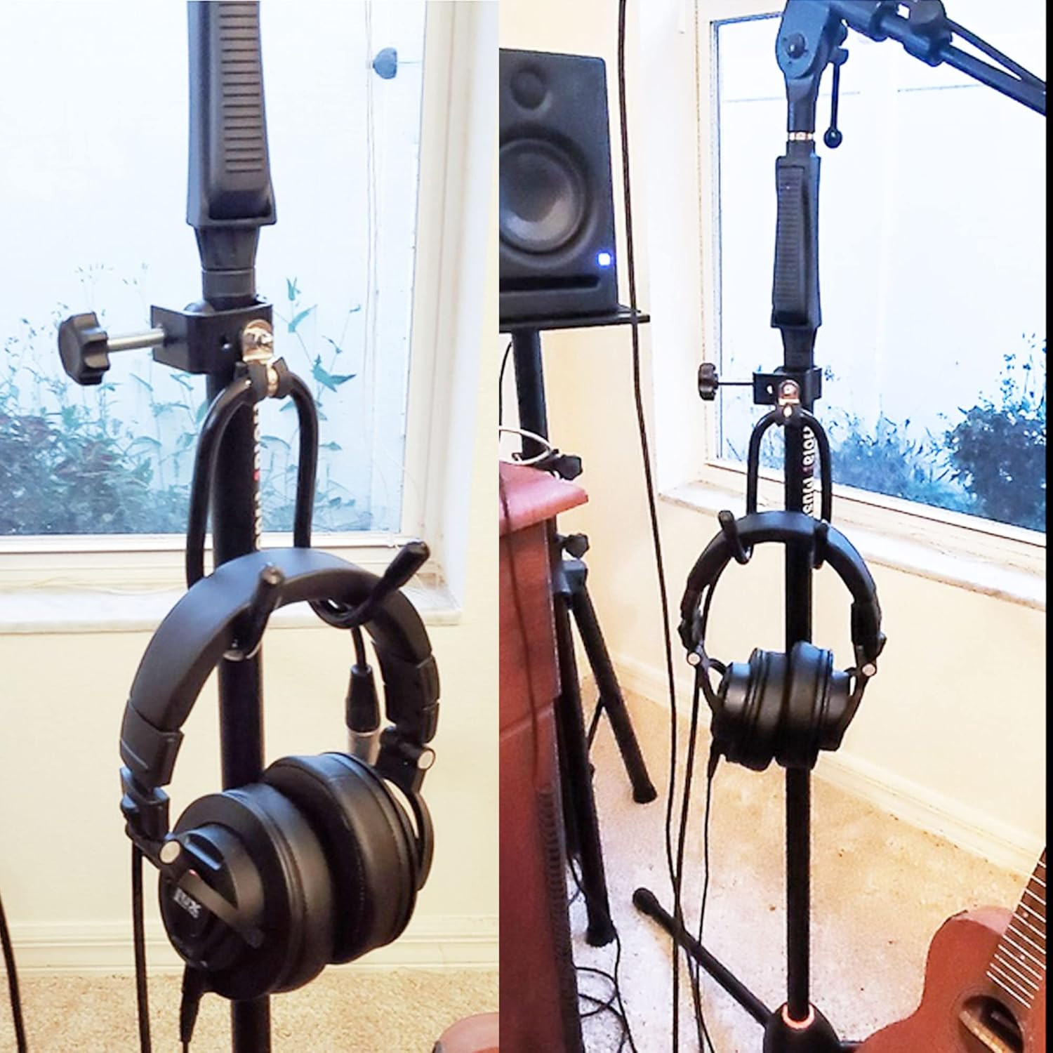 YYST Microphone Stand Clamp-On Studio Headphone Hanger Holder Hook Rack