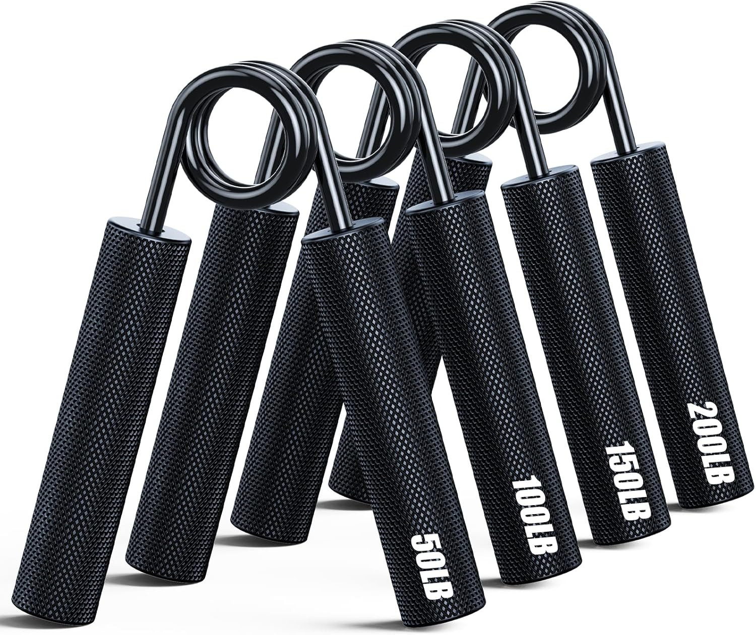Grip Strength Trainer 4 Pack,50Lb-200Lb Metal Hand Grip Strengthener,Non-Slip He