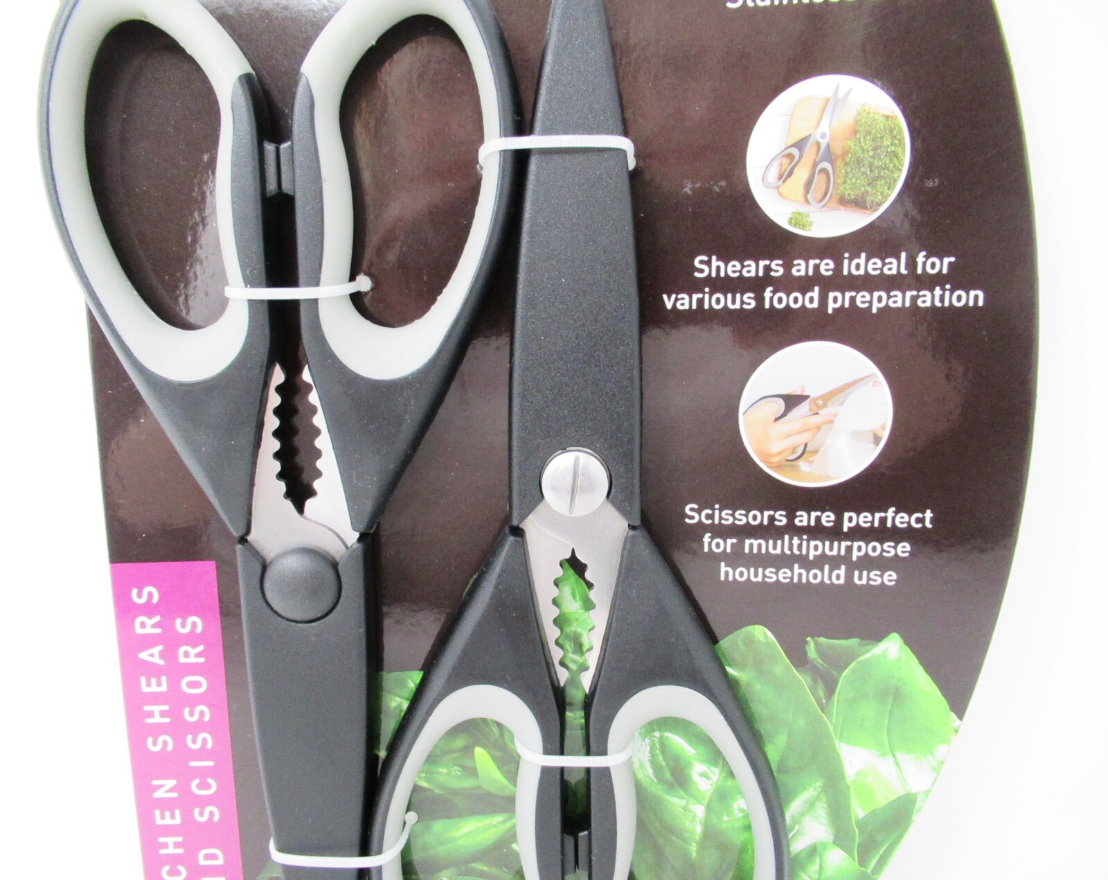 Scissors & Shears 2 Pack Kitchen & All Purpose stainless steel covers Black