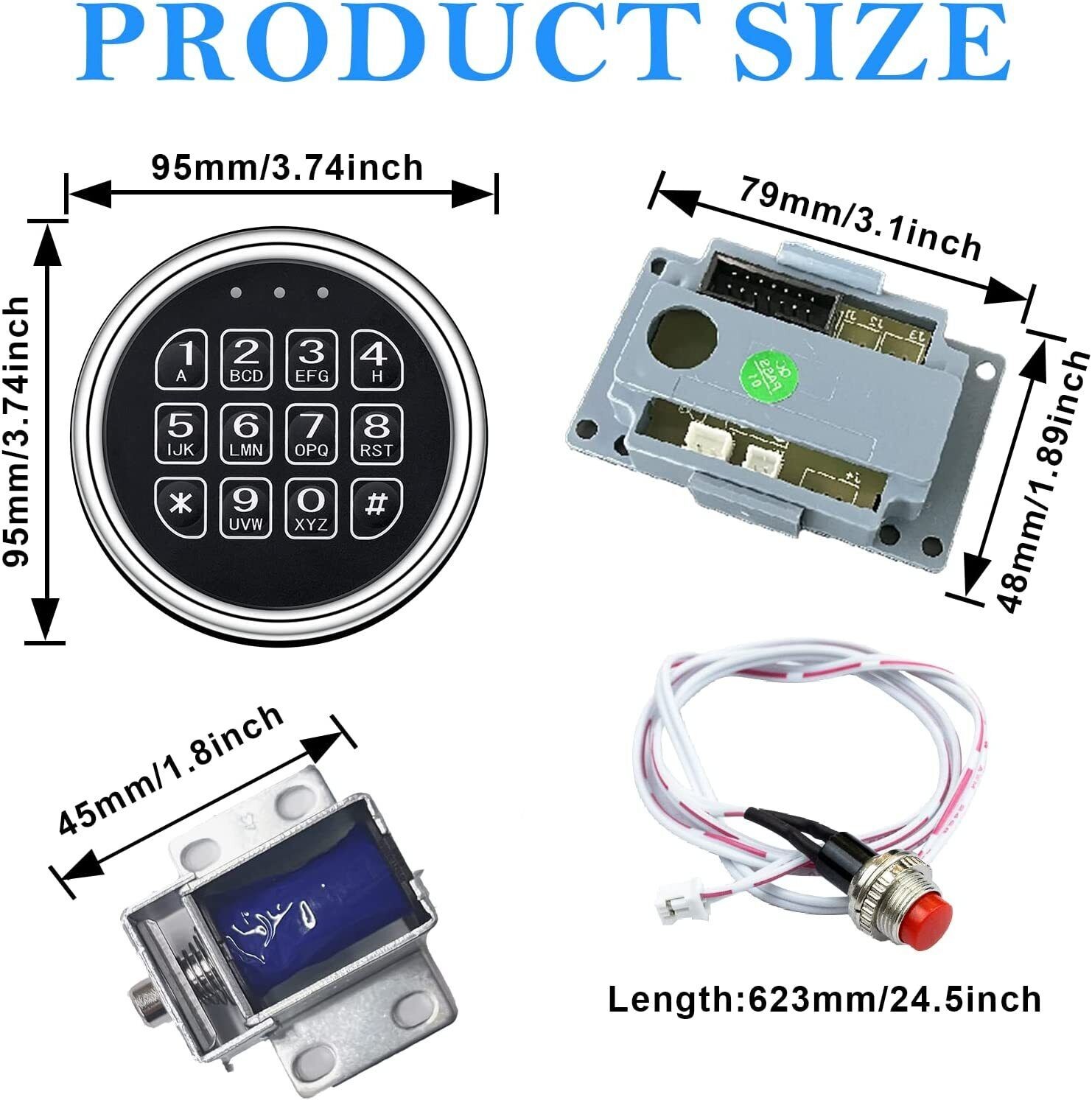 Gun Safe Electronic Lock Replacement Chrome Keypad Solenoid Safe Electronic Lock
