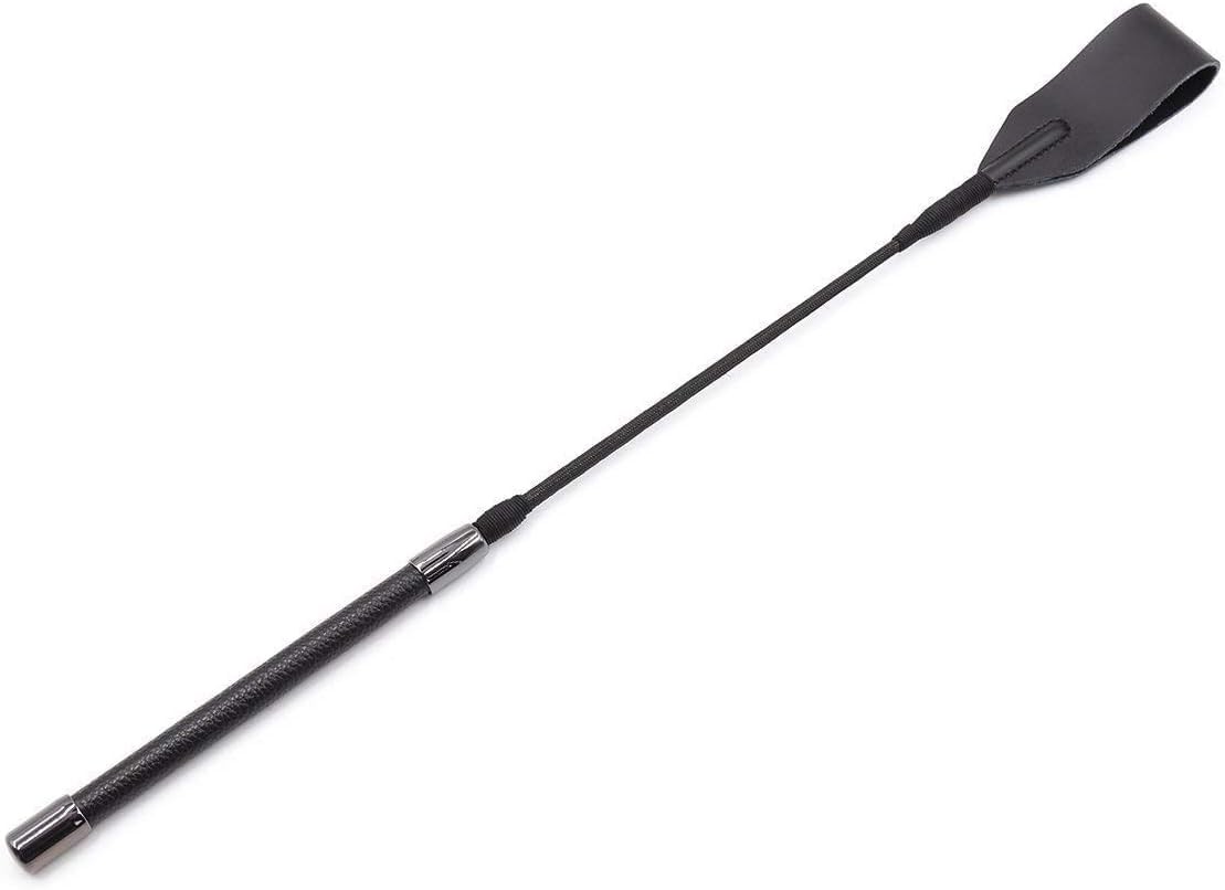 Premium Leather Riding Crop Horse Whip for Equestrian Sports Standard, Black