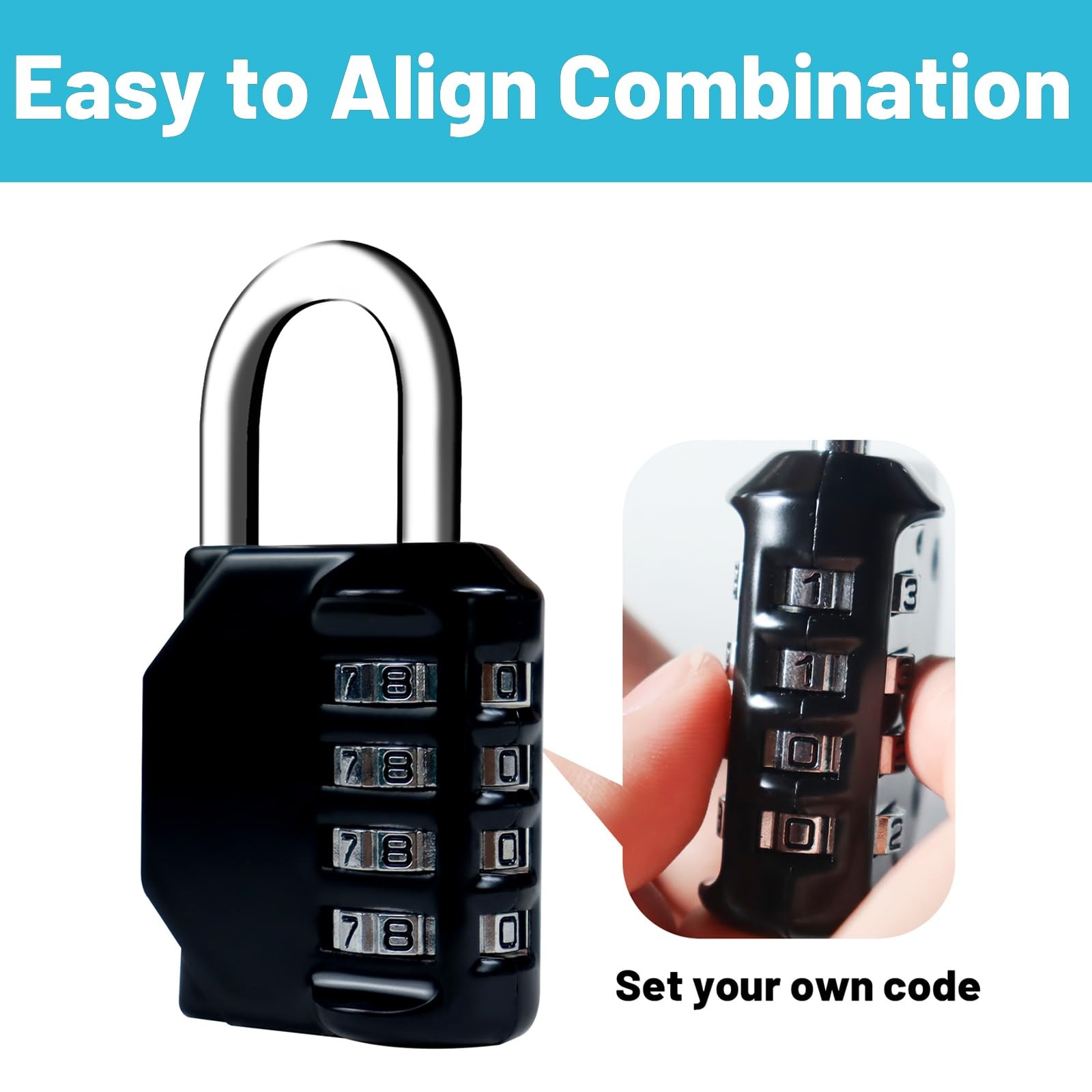 Combination Lock 4 Digit, Resettable Locker Lock,Waterproof Metal Red