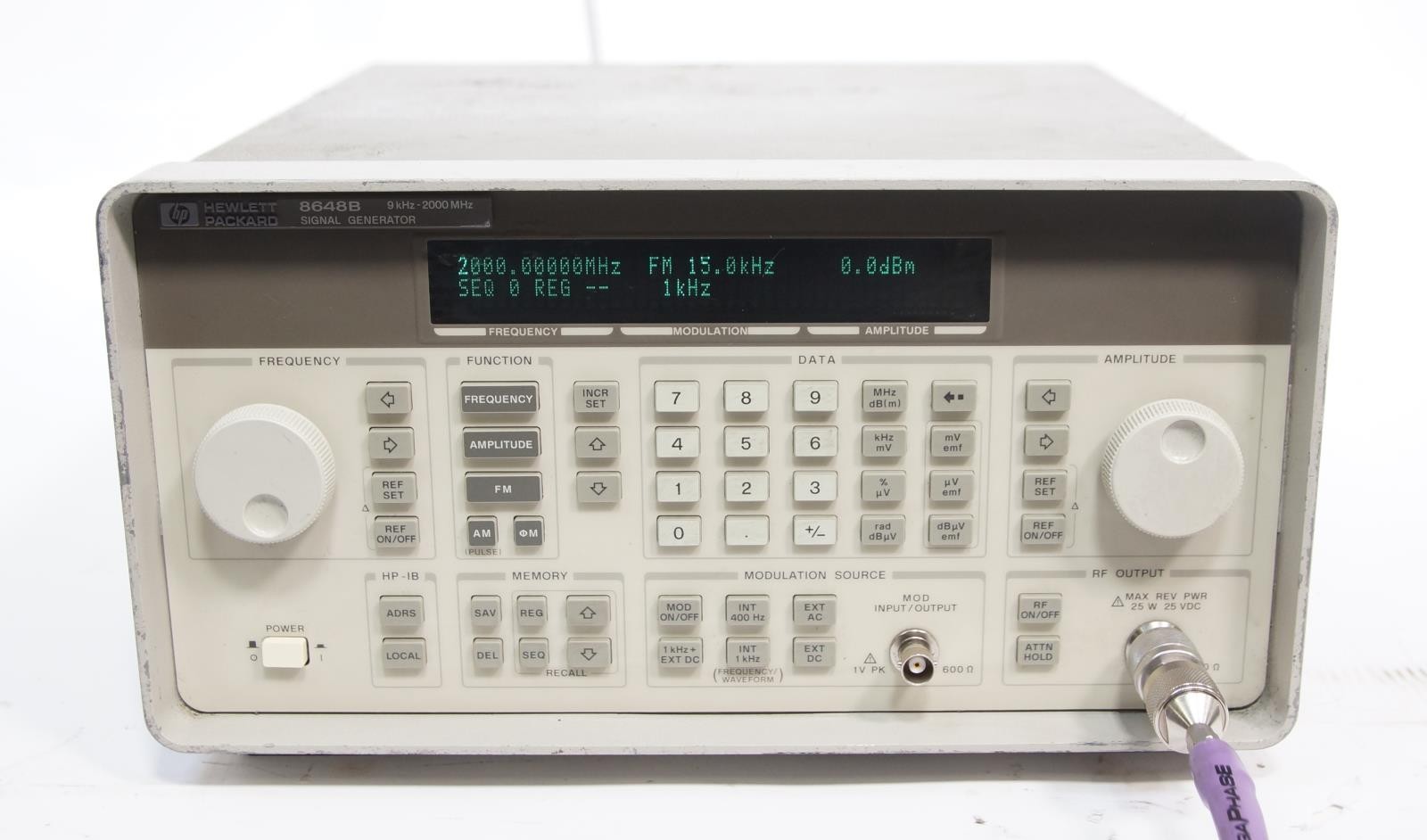 HP Agilent 8648B 9 kHz-2000 MHz Synthesized Signal Generator OPT 1EA