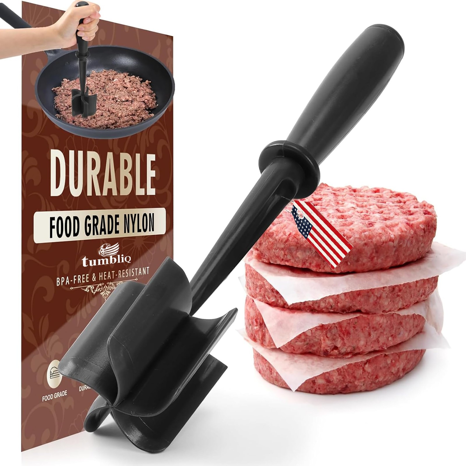 Best Meat Masher & Potato Heat Resistant to 450°F- Standard, Black