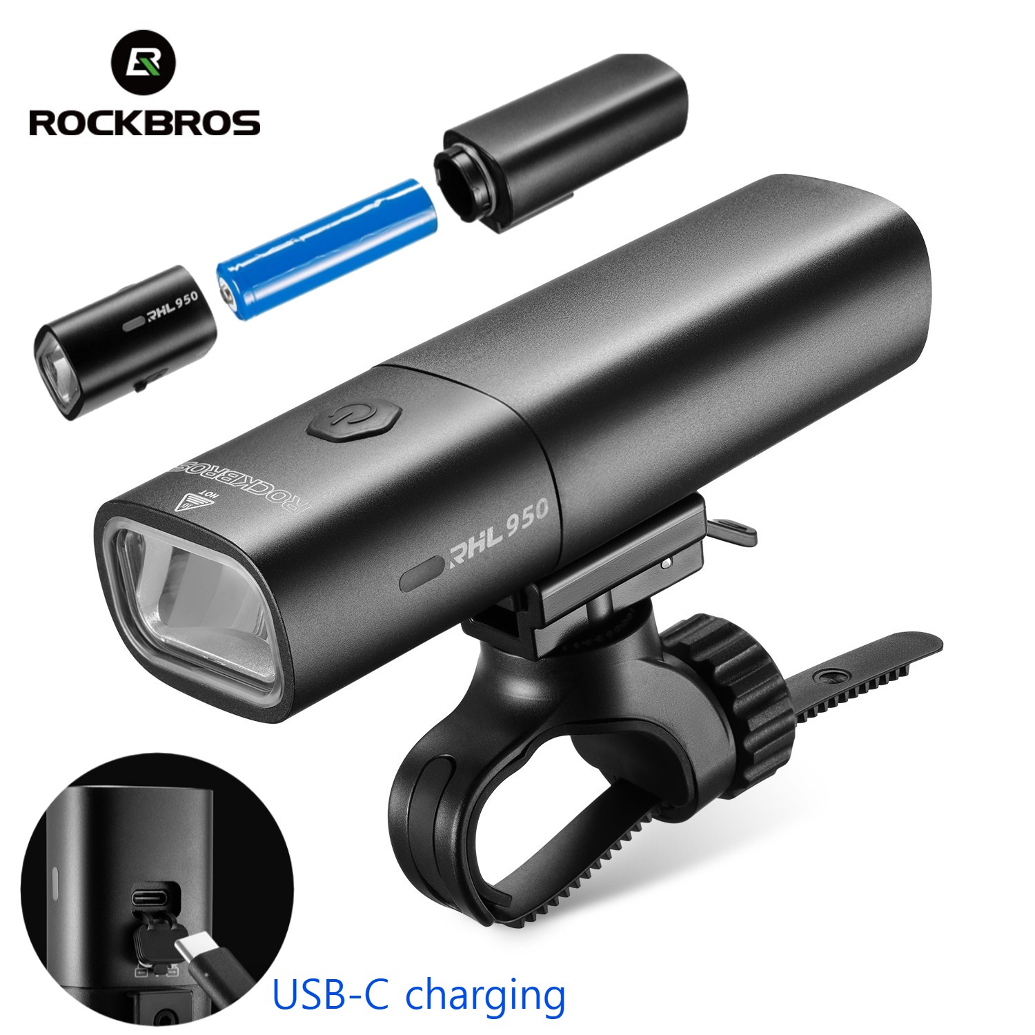 ROCKBROS Bike Headlight 950LM Detachable 3000mAh Battery Waterproof Front Lights