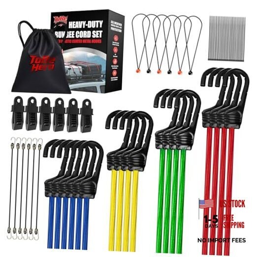 to Be Hero Bungee Cords with Hooks - 86pcs Set Includes 10", 18", 24", 32",