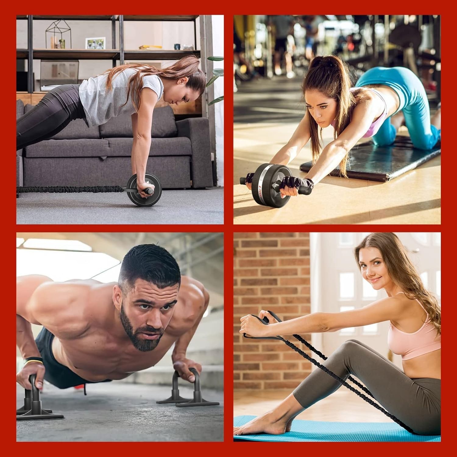 Ab Rollers Wheel Kit, Exercise Wheel Core Strength Training Abdominal Roller ...