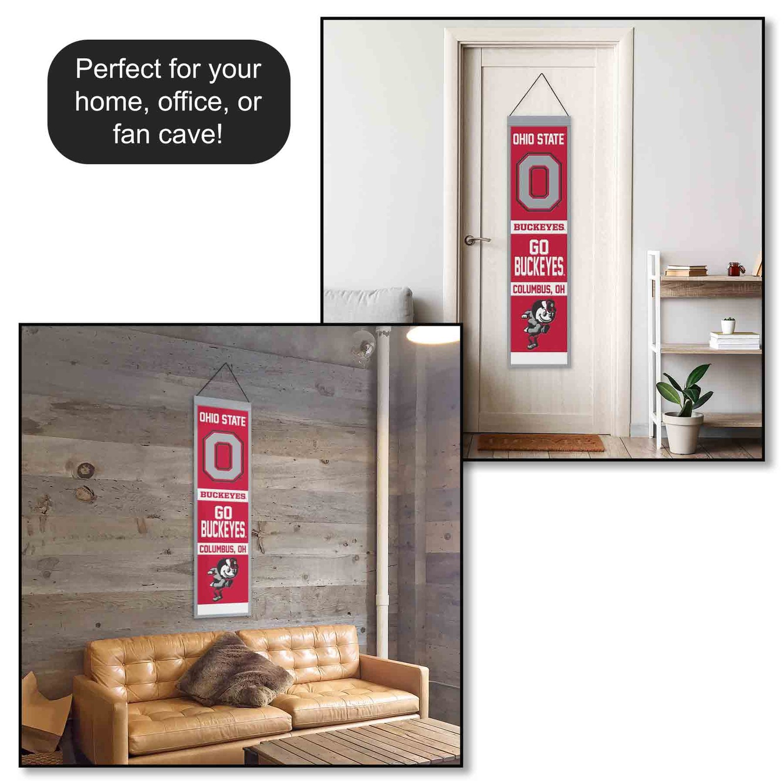 Ohio State Buckeyes Evolution 8x32 Inch Vertical Wool Embroidered Hanging Banner