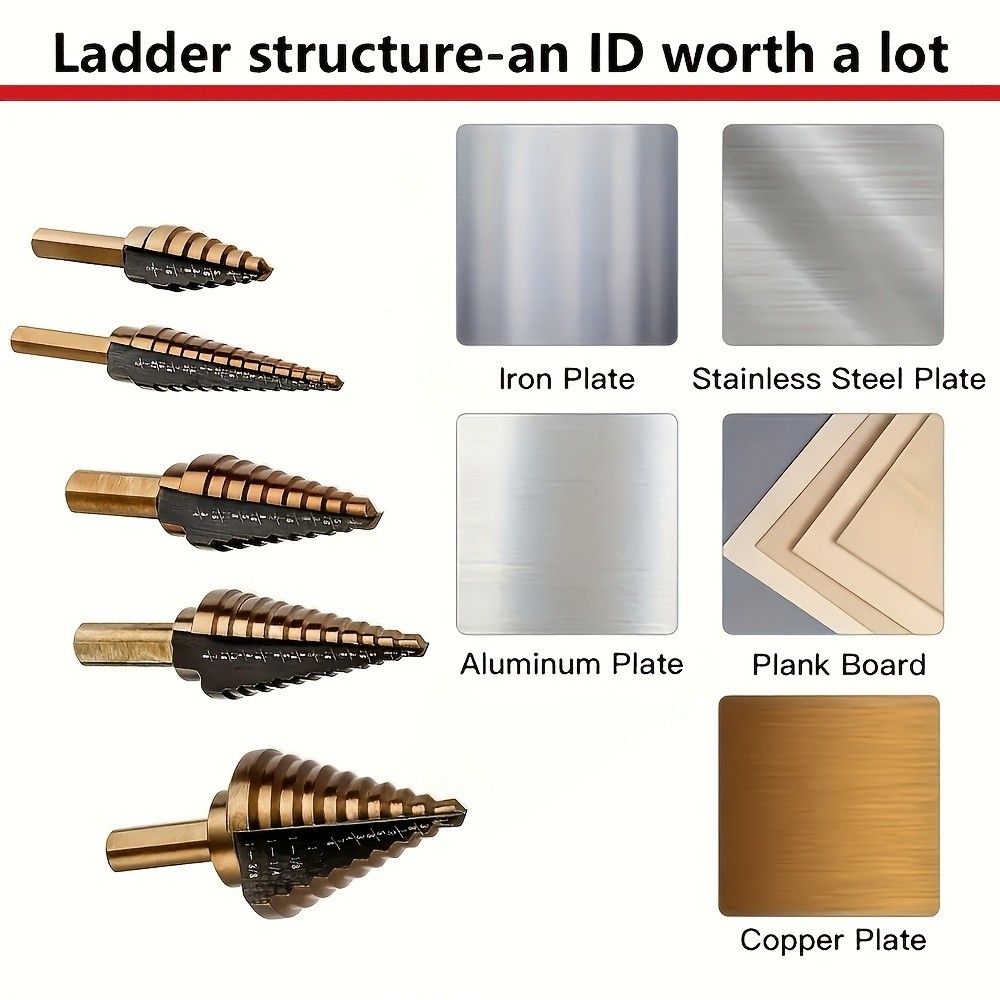 Titanium Step Drill Bit Set-Multi-Size for Metal/Wood Drilling with Storage Case