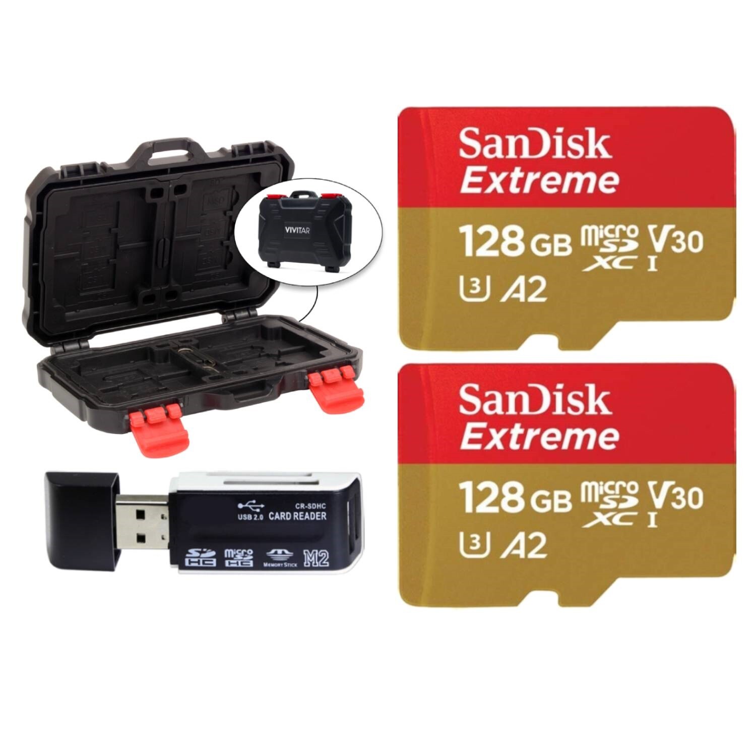 SanDisk 128GB Extreme UHS-I microSDXC Memory Card with SD Adapter + Memory Card
