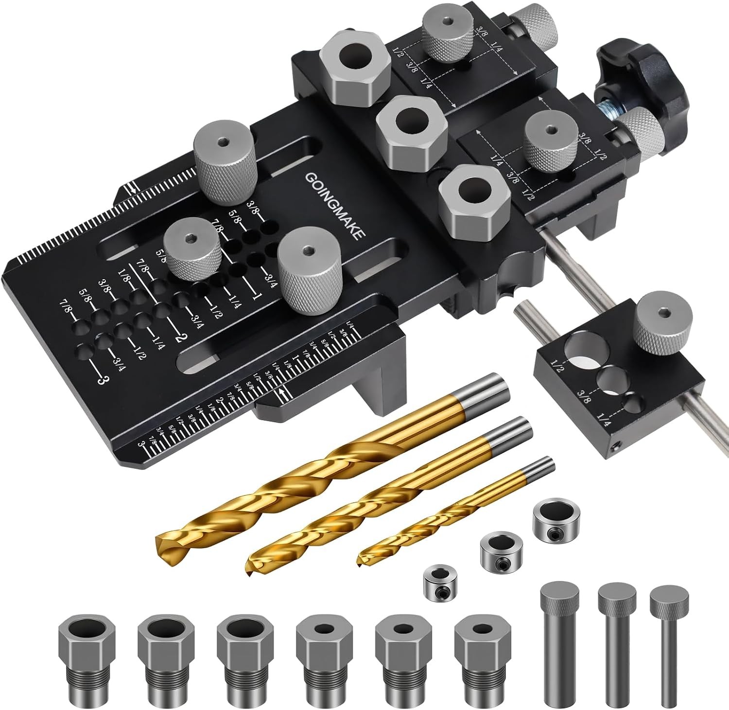Dowel Jig Kit with Quick Positive Stop and Clamp, Adjustable Doweling Jig