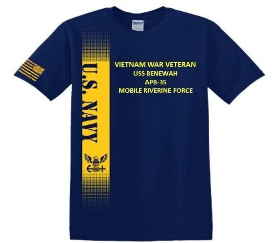 USS BENEWAH APB-35 *VIETNAM MRF*VINYL&SILK SCREEN*NAVY LICENSED SHIRT