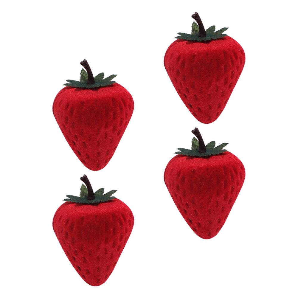 4PCS Strawberry Boxes Trinket Box Red Strawberry Wedding Decors
