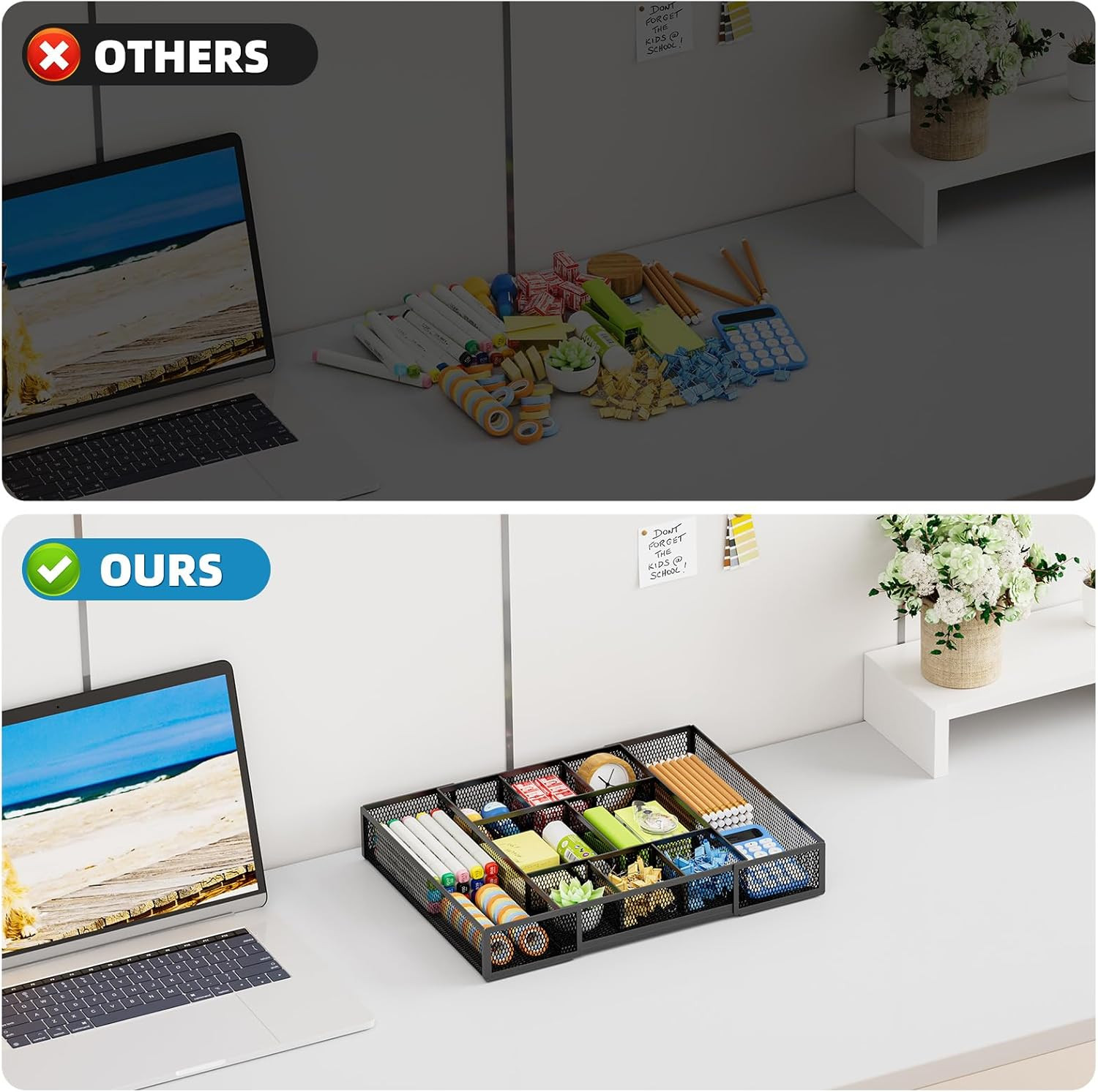 Expandable Drawer Organizer Tray Adjustable Desk Storage Divider Black Mesh
