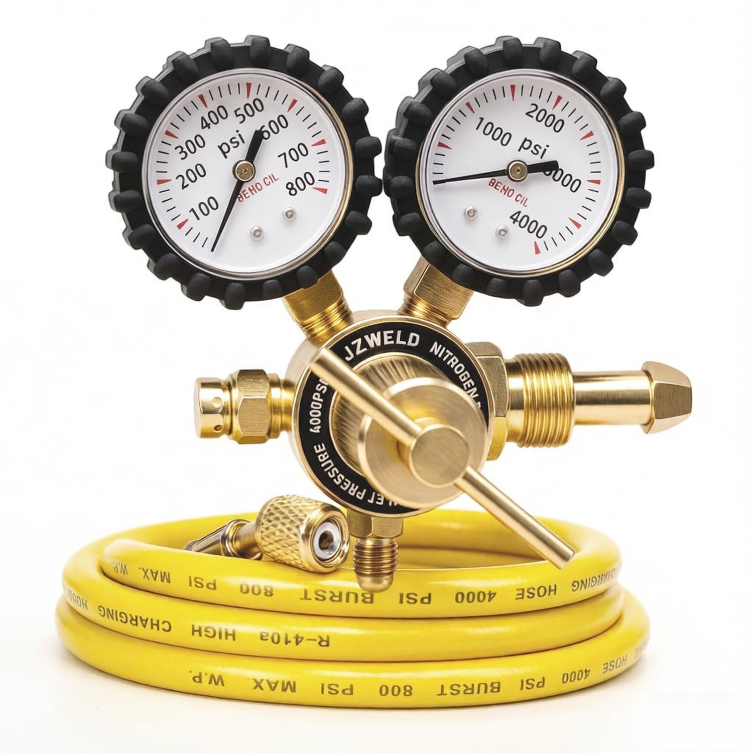 Nitrogen Regulator, Nitrogen Gauge HVAC with 60" Hose, 0-800 PSI Delivery Pre...
