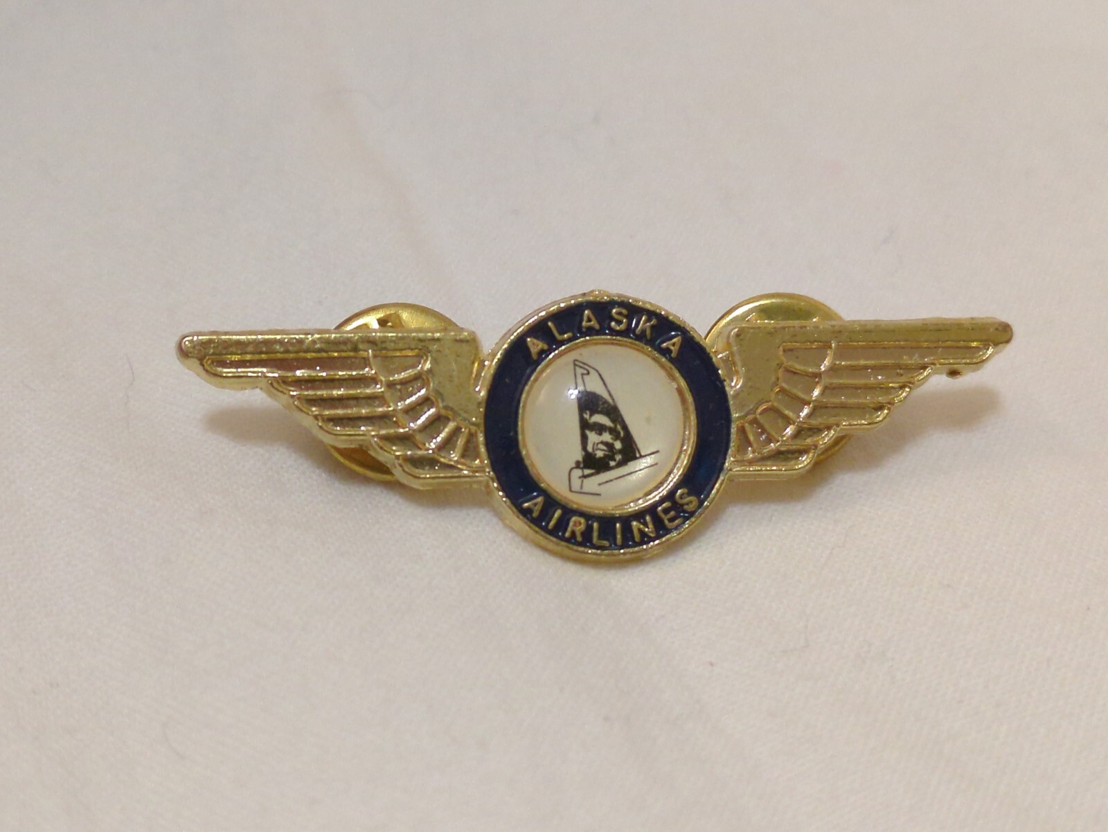 Vintage Metal Alaskan Airlines Wings Pin Nice Condition