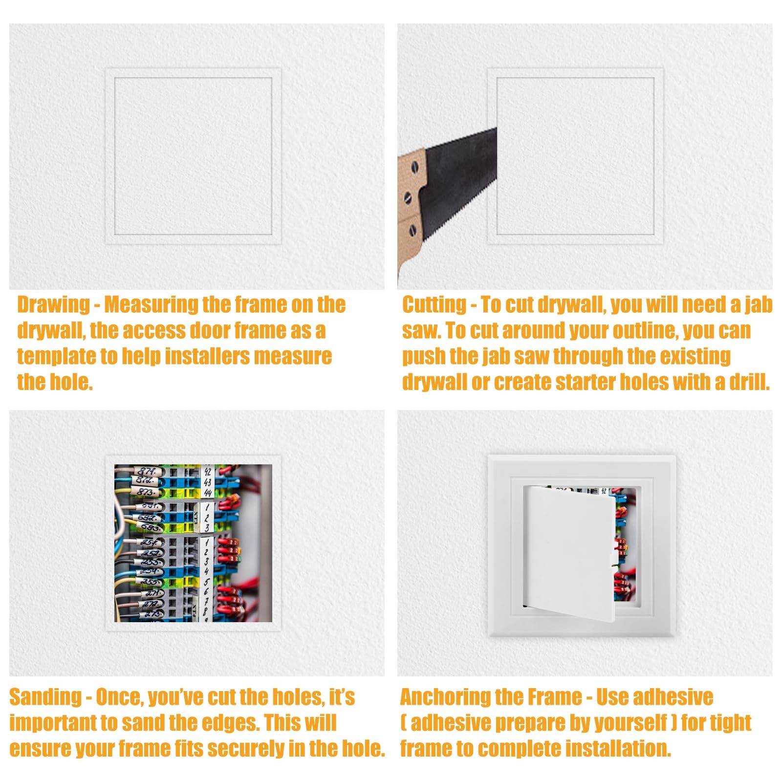 4x4 Inch Plastic Access Panel Drywall Ceiling Plumbing Wall Door White