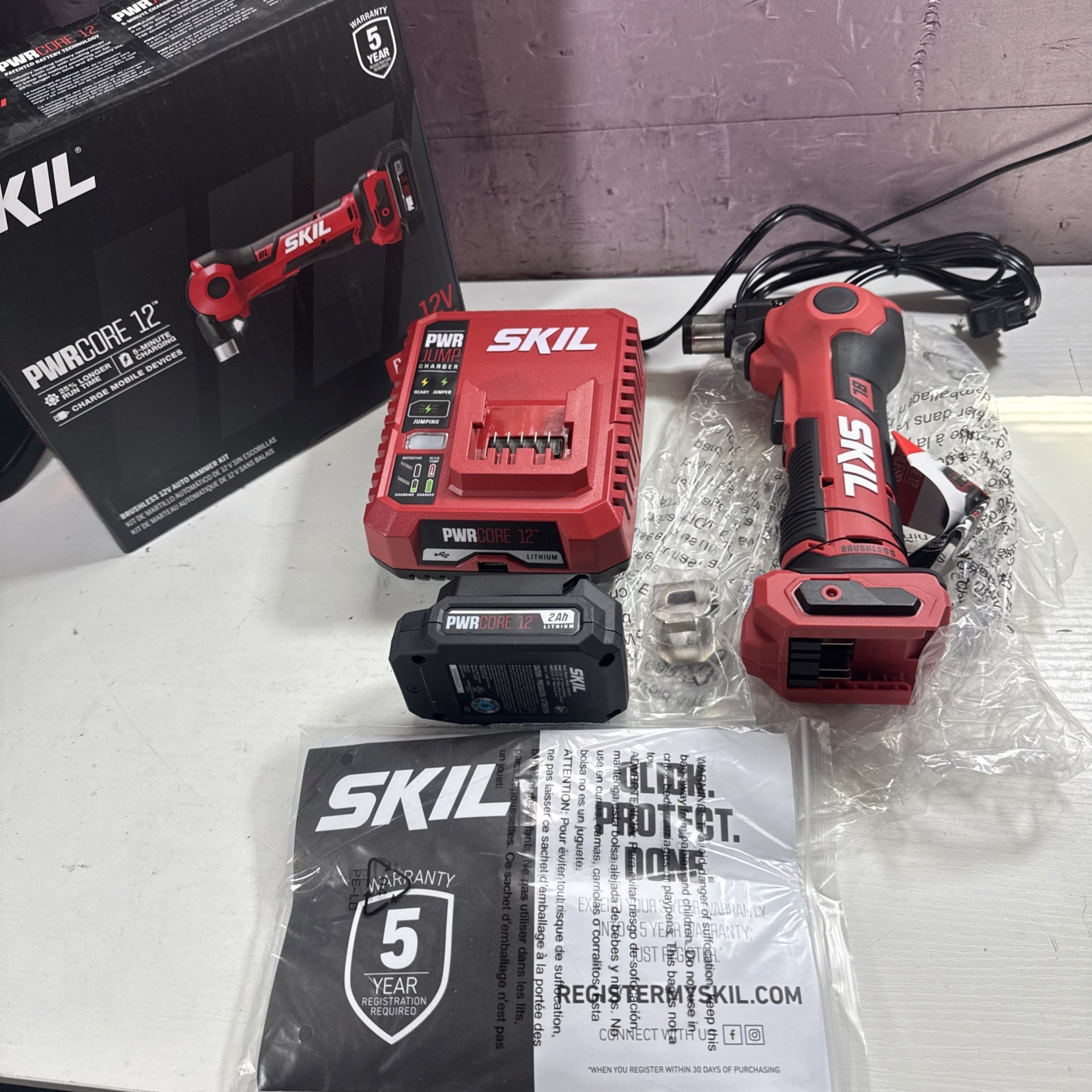 SKIL AH6552A-10 PWR CORE Brushless 12V Auto Hammer Kit, 3 Position Adjustable He