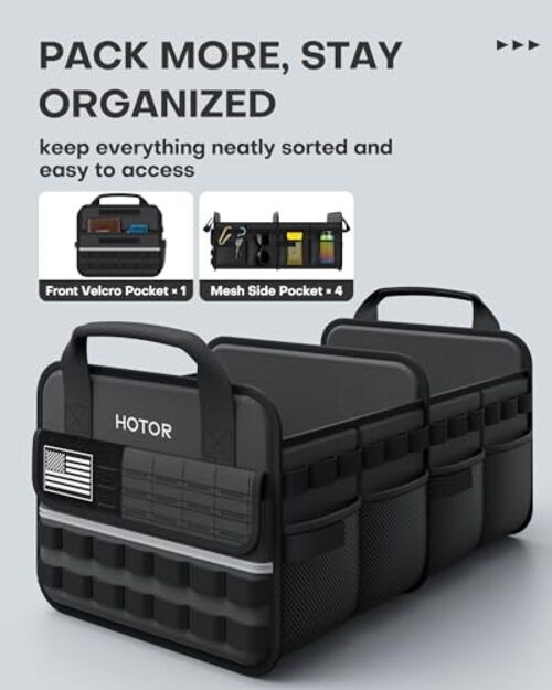Tactical Car Trunk Organizer - Foldable Trunk Organizer for SUV Medium Black