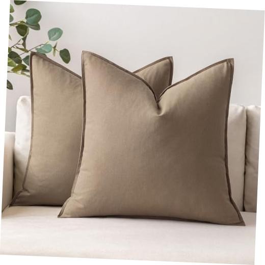 22x22 Inch Pack of 2 Decorative Linen Pillow 22" x 22" (Pack of 2) Coco Brown
