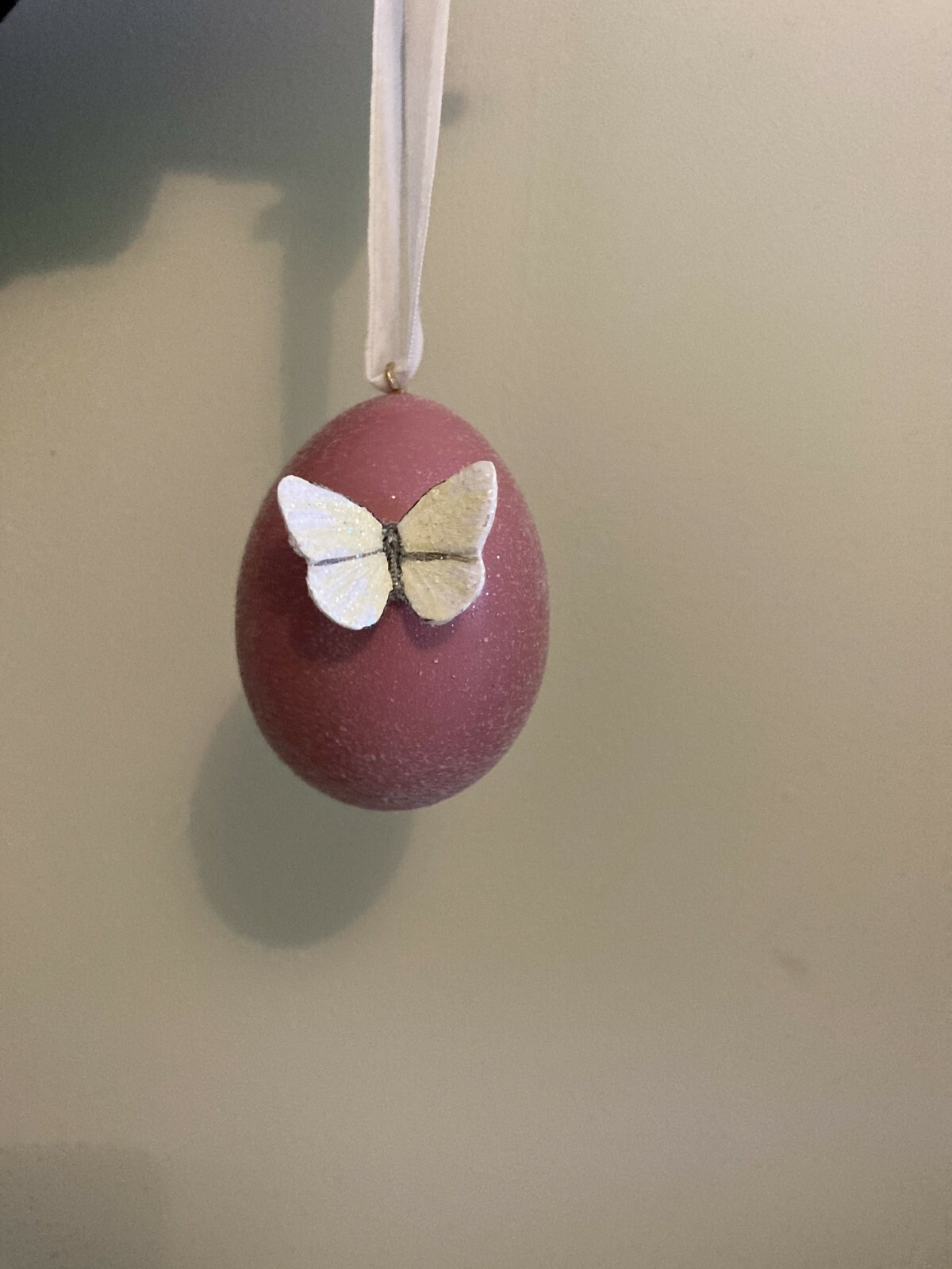 Pier 1 Butterfly Glitter Egg Ornament, Pink