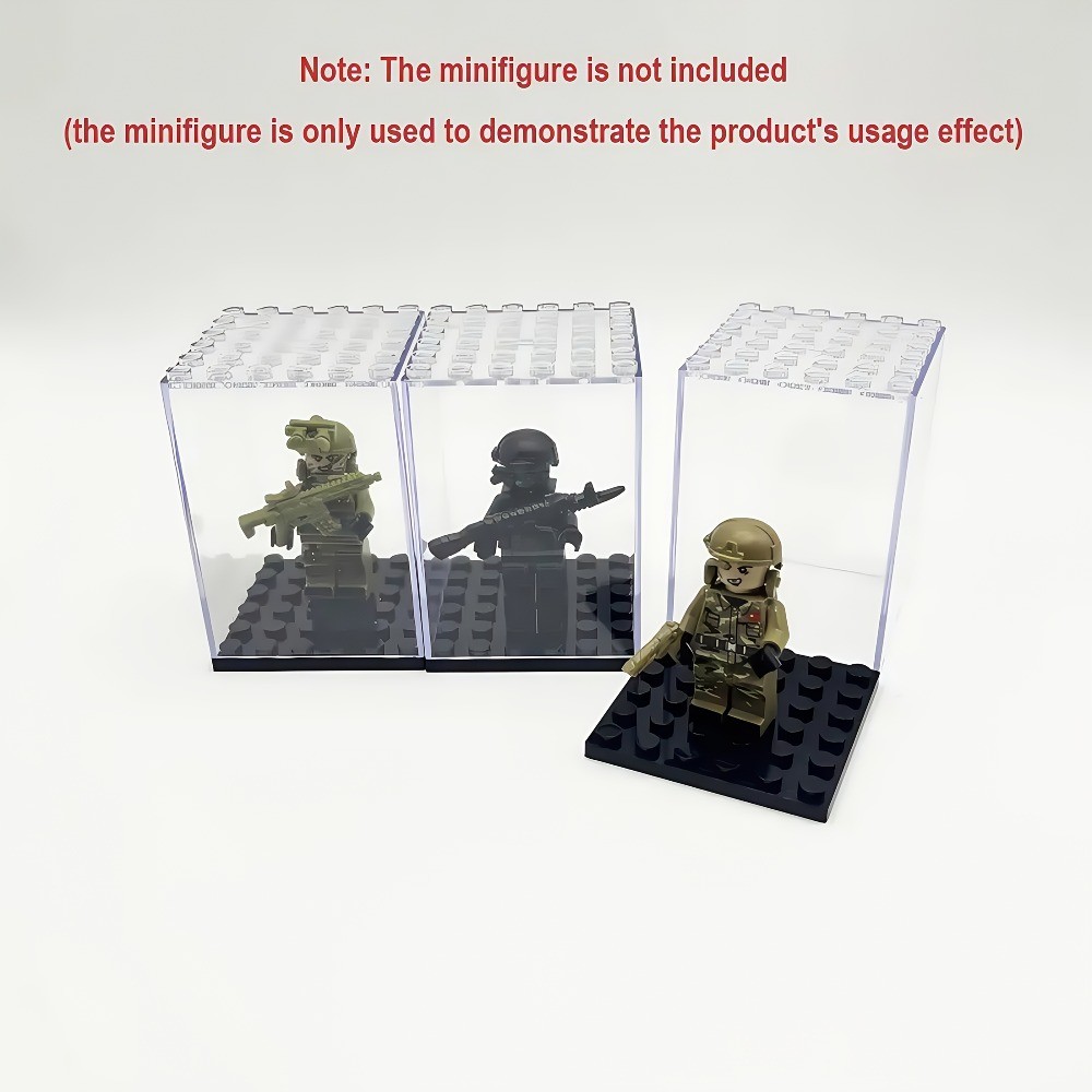 20Pcs Clear Acrylic Minifigure Display Case, Stackable Figure Storage Boxes