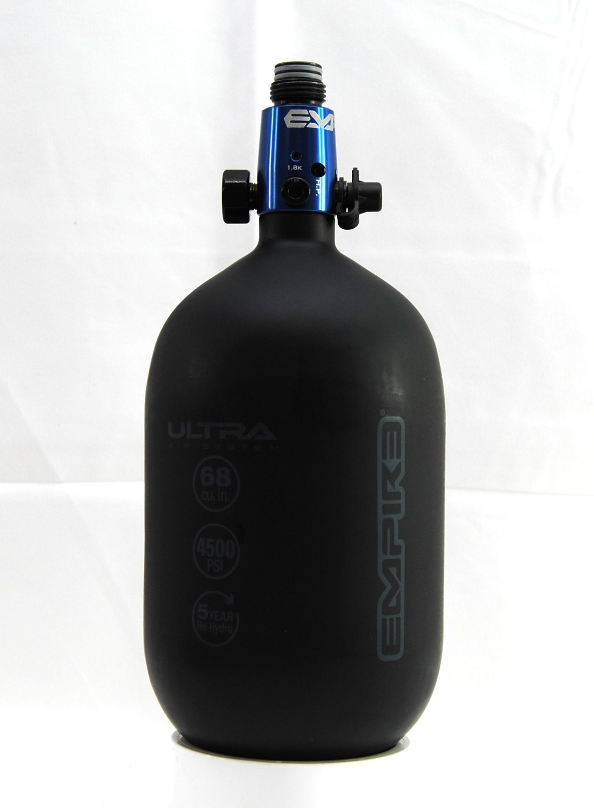 Used Empire Paintball 68ci/4500psi HPA Ultra Air Tank Matte Black 07/23 Blue Reg