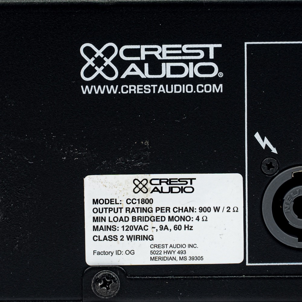 Crest Audio CC 1800 2 Channel Power Amplifier (2RU)