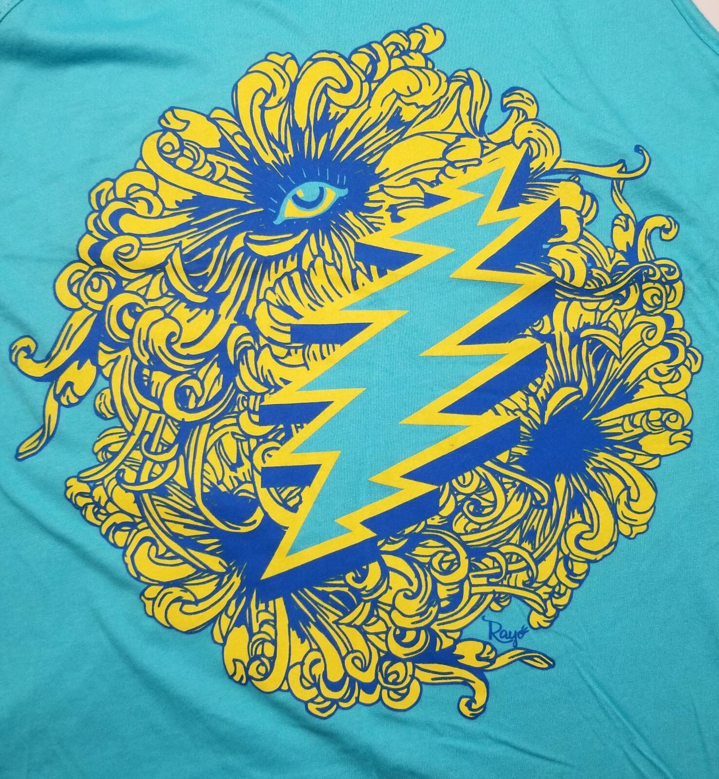 Grateful Dead Tank Top Turquoise Blue Lightning Bolt Small and Large Dead and Co