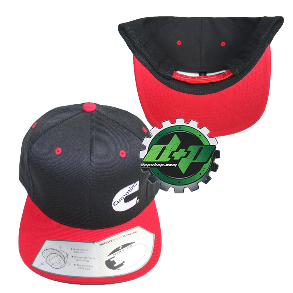 Cummins trucker hat ball cap red flat bill snapback black cummings flexfit