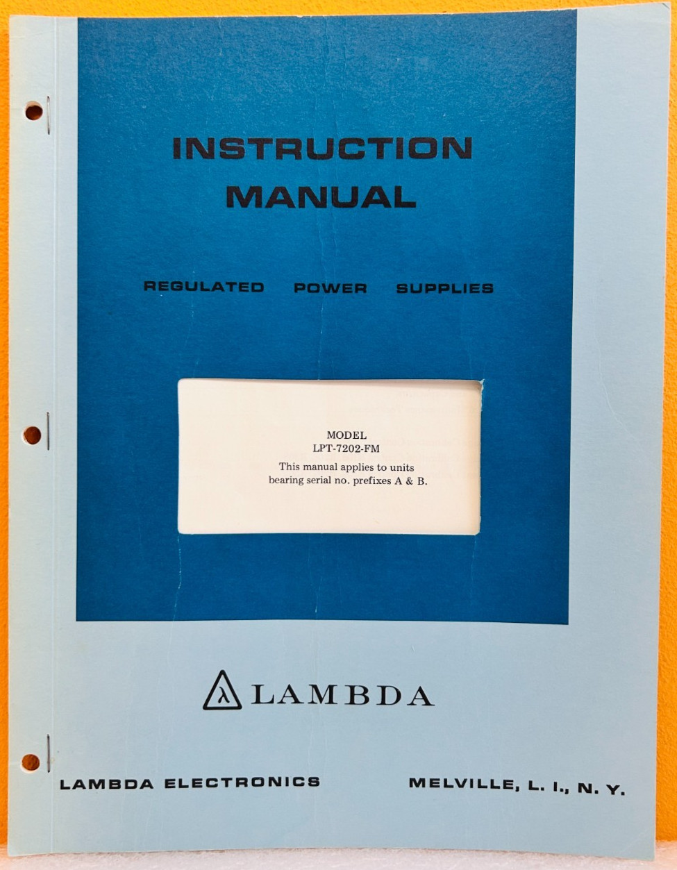 Lambda IM-LPT Model LPT-7202-FM Regulated Power Supplies Instruction Manual.