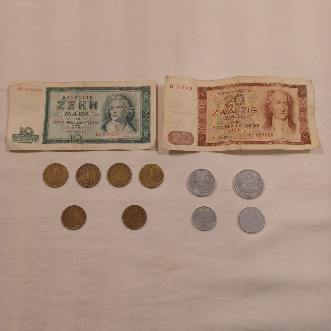 Bank Note Zehn Mark, Zwanzig Mark, Bill Coin Lot Circulated