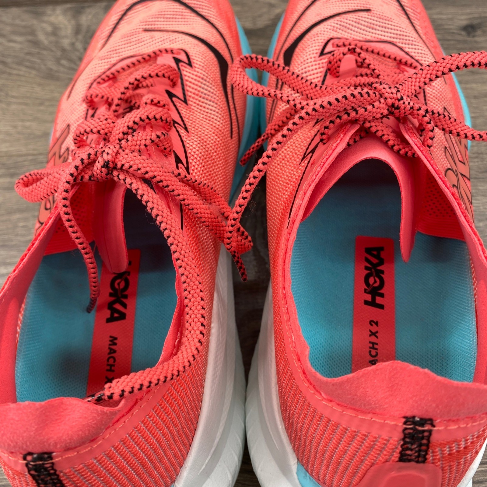 Hoka Mach X 2 Men's Running Shoes Size 12 D Coral Blue Yellow