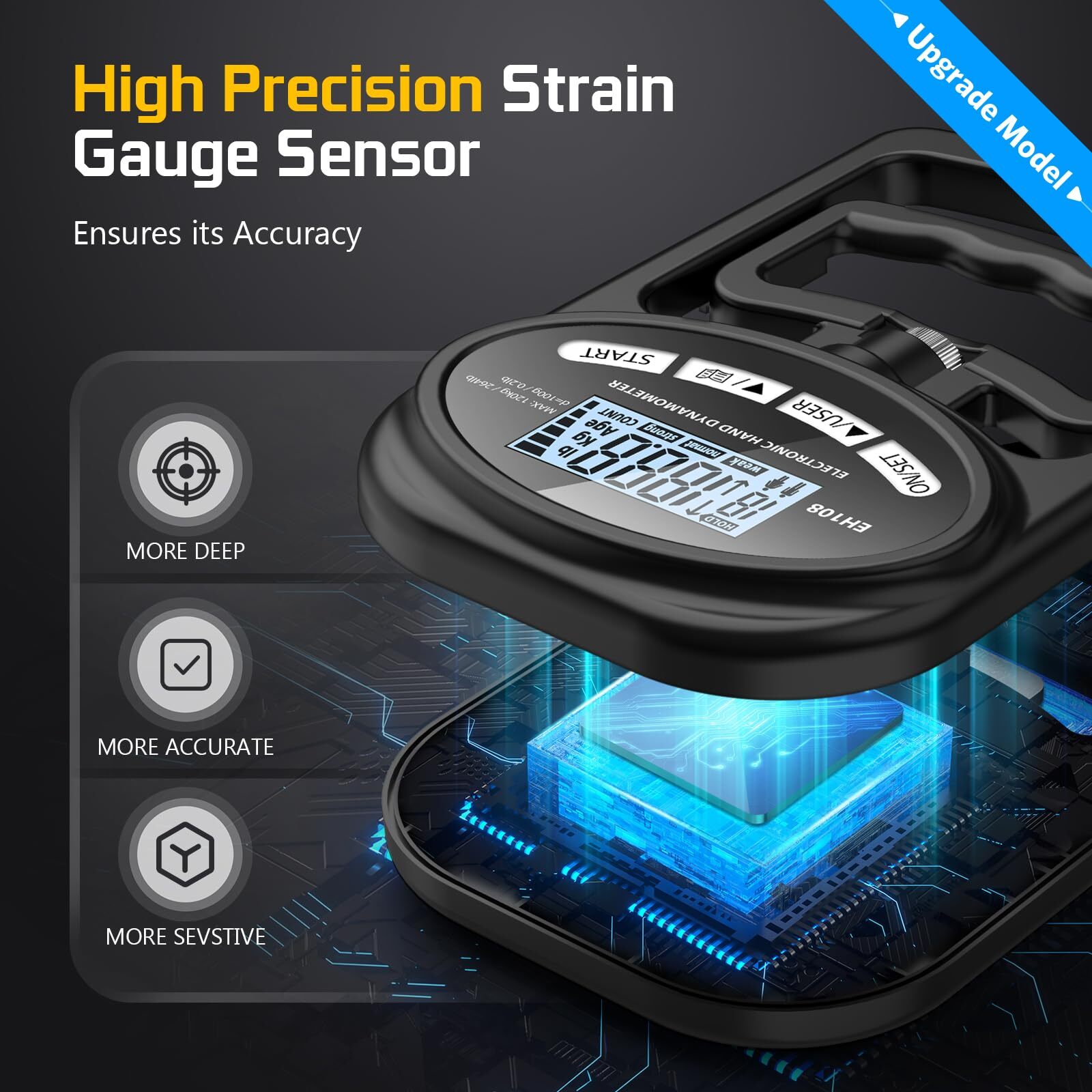 Hand Dynamometer Grip Strength Trainer Electronic Hand Grip Strength Tester ...